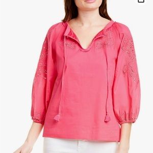 Trina Turk Pink Ojai Lace Eyelet Embroidery Top XS
